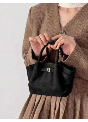 European And American Niche Design Suede Leather Bucket Bag With Buckle Women Street Handbag For Autumn Winter Shopping Commuting Party Gift