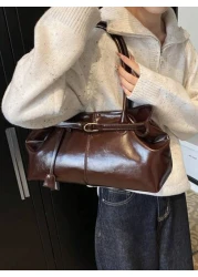 1pc Women s High Capacity Tote Handbags Female Pu Leather Shoulder Bags Handbag Bags For Girl Casual Classic Simple Designer Business Style Bag Fashion Lady Commute Handbags Commuting To Work Black Wh