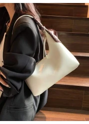 حقيبة كتف تحت الذراع بيج موحدة اللون مع وشاح متضمن، قطعة واحدة