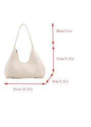 Lightweight Business Casual 1pc White Vintage Simple French Moon Shaped Armpit Bag Fashionable Elegant Shoulder Crossbody Bag For Women For Teen Girls Women College Students Rookies White Collar Worke