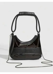 Transparent Crescent Moon PVC Crossbody Bag With Chain Versatile Niche Design Shoulder Bag