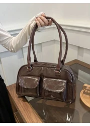 Fashionable And Simple Solid Color Side Pocket Shoulder Bag Suitable For Shopping Wallets Shopping Young Women College Students Newcomers And White Collar Workers They Are Very Suitable For Offices Un