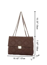 Waterproof Lightweight Business Casual Geometric Quilted Flap Chain Square Bag Vintage For Teen Girls Women College Students Rookies White collar Workers Perfect for Office College Work Business Commu