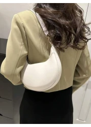 قطعة واحدة حقيبة هلال إبط ذات لون أحادي من البولي يوريثان مع إغلاق سوستة، حقيبة كتف عمل مكتبي عتيقة عصرية، حقي