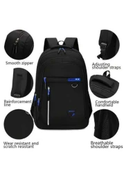 حقيبة الظهر الرجالية ذات الأسلوب الأعمال الخفيفة من النايلون، حقيبة يمكنها استيعاب كمبيوتر 15.6 بوصة، حقيبة كب