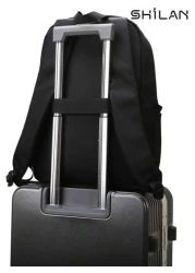 SHILAN حقيبة ظهر ذات لون أحادي بأشرطة كتف قابلة للتعديل، سعة كبيرة، إغلاق بسحاب، مصنوعة من النايلون المقاوم للما