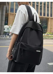 peach tree 1pc Fashionable Casual Men s Backpack Solid Color Adjustable Shoulder Strap Large Capacity Zipper Closure Nylon Waterproof Simple Stylish Design Suitable For Sport Travel Peach Tree Brand C