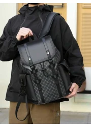 1pc 18 1in 12 2in 5 9in Fashion Men Functional Backpack Large Capacity Multipocket Backpack Scratch Wear Resistant Material Suitable For Travel Commuting Fits 15 6 Inch Laptop Adjustable Shoulder Stra