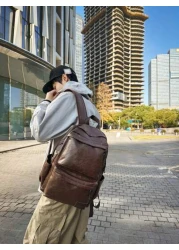 14 7inch Laptop Backpack Large Capacity Rucksack For School Teenagers Boys Men PU Leather Backpacks Male Schoolbag