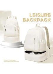 Expandable Wet Dry Separation Backpack With Shoe Compartment Casual Nylon Travel Gym Backpack Multipurpose Daypack For Men Water Resistant With Laptop Pocket