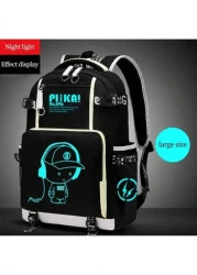 Glow In The Dark Backpack Music Graphic Print Suitable For High School College Students Large Capacity Fashionable Multipurpose Unisex Laptop Bag Travel Rucksack All Strap Patterns Random School Backp