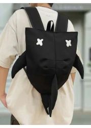 peach tree Large Capacity Shark Pattern Backpack Unisex Fashion Casual Shark Design Backpack Suitable For High School College Students Couple Travel University Outdoor Sports Multifunctional With Mult