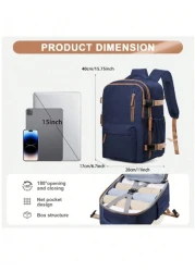 حقيبة ظهر للسفر مسموحة للطيران للتنزه والحدث وللعمل والرحلة العطلة، حقيبة ظهر كبيرة السعة مناسبة للماء للعمل