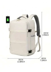 1pc Large Capacity Backpack With Shoe Compartment Casual Backpack With Charging Port Fit For Laptop Hiking Outdoor Sport Students Big Bag Laptop Bag Carry On Backpack Airline Approved Travel Essential