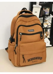 Large Capacity Men s Backpack Stylish And Simple With Multiple Pockets Suitable For Students Versatile Letter Print Commuting Unisex