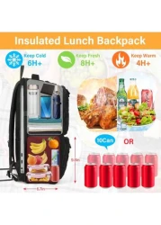 NEWHEY Lunch Backpack For Men 17 3 Inch Laptop Backpack With USB Charging Port Waterproof Work Backpack With Insulated Lunch Bag For Travel College Business With MOLLE Design Vacation Travel Backpack