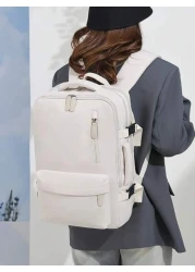 1 حقيبة ظهر للتنقل، حقيبة ظهر سفر قابلة للتوسيع 45 لتر معتمدة من شركة الطيران، مقاومة للماء لحمل الحاسوب المحمو