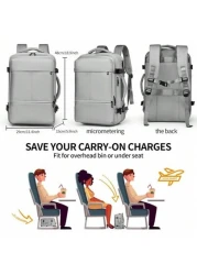 Clevn Kare Large Multi Compartment Travel Backpack Space Saving Design Fabric Carry On Friendly Suitable For Weekend Getaways Camping And Laptop Storage Compression System Dual Handle Backpack