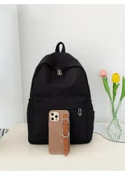 Men s Fashionable Casual Backpack With Large Capacity Solid Color Suitable For School Commuting And Travel Nylon Minimalist Laptop Backpack Black Backpack For Vacation School Bag Outdoor Present Valen