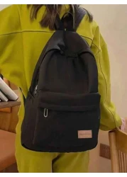 قطعة واحدة حقيبة ظهر موحدة اللون عصرية وسعة كبيرة للاستخدام اليومي، حقيبة مدرسة ورحلات الصيف والربيع، للرجال