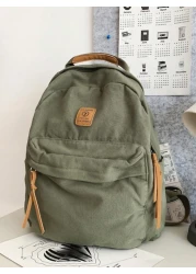 Vintage Canvas Backpack With Letter Patch And Functional Design Rucksack Summer College Bag Dad School Bag Freshman For Books Multi Functional Dorm University Gifts Fall Christmas Scream Bag Outdoor F
