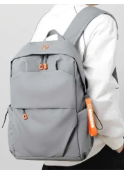 1pc Grey Oxford Cloth Large Capacity Backpack Men s Commuter Laptop Bag Business Casual College Student Backpack Waterproof Travel Bag With USB Charging Port Headphone Hole Multi Pocket Design To Fit