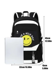 حقيبة ظهر كمبيوتر سعة كبيرة بطباعة الحروف (جميع أشرطة الحزام عشوائية)