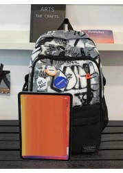 Fabric Multi Pocket Contrast Color Unisex Fashion Backpack Large Capacity Travel Bag