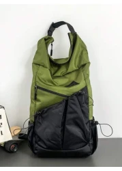 Lightweight Backpack With Waterproof Roll Top Closure Color Block Casual Fashion Portable Luggage Bag Suitable For Travel Outdoor Gym Students Personalized Gift Bags For Travel Laptop Bag Hiking Bag T