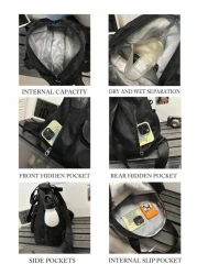 peach tree Multifunctional Backpack Waterproof Separation Design Weekender Bag Large Capacity Casual Travel Gym Hiking Backpack With Dry Wet Compartment Peach Tree