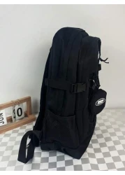 حقيبة ظهر كبيرة السعة ذات لون أحادي بسيط، حقيبة مدرسية أب إلى أبناء الكلية متعددة الوظائف، هدية لحفلات الشتاء