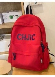 New Fashionable Contrasting Letter Print Backpack With Unique Design For Students Large Capacity Campus Backpack Commuting Backpack Nylon