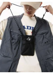 حقيبة كتف رجالية بجيب شبكي، جراب هاتف كاجوال، تصميم ثقوب شبكية، حقيبة ذكية متعددة الاستخدامات للرجال