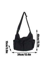 Multifunctional New Design Large Capacity Multi Pocket Crossbody Bag Shoulder Bag Sling Bag Casual Bag University Student College Messenger Bag Cylinder Bag Men Bag Winter Laptop Travel Bag Black Bag