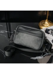 Korean Style Water Proof PU Leather Messenger Bag With Random Vintage Floral Print And Color Block Design Multi Functional And Versatile For Casual Business Students And Sports Gift And Boys Fall Bag