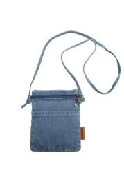 Mini Solid Color Denim Phone Bag Portable Shoulder Crossbody Bag Suitable For Work Shopping Traveling Sling Vacation School Summer Carry On Polyester Personalized Gifts Dad Husband Boyfriend Christmas