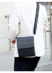 saroxi 1pc Fashion New Men Shoulder Bag Crossbody Bag Multi Layer Slim High End Black Outdoor Men s Sling Bag Male Side Pocket Square Pack Multifunctional Scratch Resistant Suitable For Commuting PU L