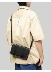 peach tree Men s PU Waterproof Messenger Bag Crossbody Bag Shoulder Bag Small Square Bag Business Casual Style With Detachable Pouch Ideal For Business Trips Storing Toiletries And Tools Large Capacit