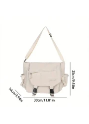 Retro Utility Courier Bag Large Capacity Shoulder Bag Student Nylon Crossbody Bag Comes With 4 Pins Unisex New Life Items For Students Men Essentials Side Bag Sling Bag Fashion Men s Bags Anime School