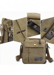 Men s Canvas Messenger Bag Stylish Shoulder Bag With Multiple Pockets Perfect For Outdoor Travel Crossbody Bag Sling Bag Side Bag Square Bag For Holiday School Bag Students Fall Bag Cylinder Bag Old M