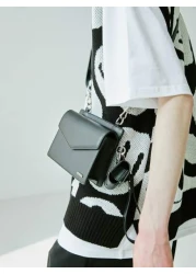 1 حقيبة كتف مربعة من الجلد الصناعي بلون أحادي عصري بسيط مناسبة للاستخدام اليومي، حقيبة كروس بودي، حقيبة حمل لل