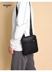 1pc Men s Oblique Shoulder Bag Side Pockets Messenger Bag Casual Square Bag Multifunctional For Commuting PU Leather Minimalist Style Black Bag Gift For Boyfriend