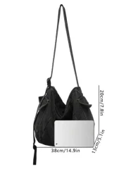 1PC Messenger Bag Messenger Bag Black Solid Color Multi Pocket Large Capacity Canvas Car Stitching Shape Square Bag Messenger Bag Student Travel Messenger Bag Man Bag Fall Winter Holiday Thanksgiving