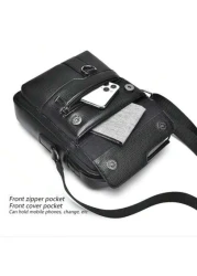 1 قطعة حقيبة كتف رجالية، حقيبة جلد صناعي عبر الجسم جديدة، حقيبة يد عمودية جلد صناعي كلاسيكية محمولة، حقيبة كتف