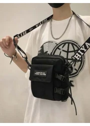 1PC Multi Pocket Buckle Crossbody Bag Solid Color Shoulder Bag Adjustable Shoulder Strap Zipper Shoulder Bag Simple Design Crossbody Bag Water Proof Nylon Shoulder Bag Crossbody Zipper Bag Christmas Z