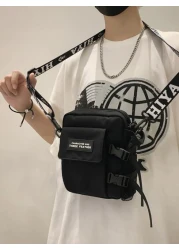 Multi Functional Square Shape Shoulder Bag For Students Mini Bag With Letter Graphics And Bag Charm Suitable College Sports Commuting Nylon Holiday Essentials Portable Side Bag Outdoor Present Valenti