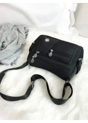 Classic Solid Color Versatile Front Zip Crossbody Bag For Women Vintage Roomy Multiple Pockets Handbag Satchel Shoulder Bag Waist Purse Messenger Bag Fashionable Tote Bags For Mom Gift Casual Multifun