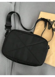 Minimalist Square Bag Solid Black Adjustable Strap Students Commute Practical Sling Bag For Man Man Bag Cross Body Bag Shoulder Bag Side Bag School Supplies Fall Messenger Bag For Man Cylinder Bag Old