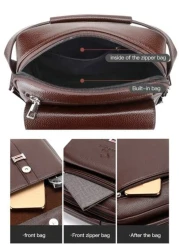 1pc Men s Shoulder Crossbody Waist Hand Chest Bag PU Water Proof Wear Resistant Material With Large Capacity Pockets Adjustable Strap Convenient And Portable New Fashionable Business Bag Ideal Gift Si