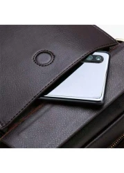 Men s Professional Shiny Leather Messenger Bag Suitable For Business Travel Men s Fashion Black Synthetic Leather Crossbody Bag Adjustable Strap Multi Compartment Business Casual Shoulder Bag With Emb